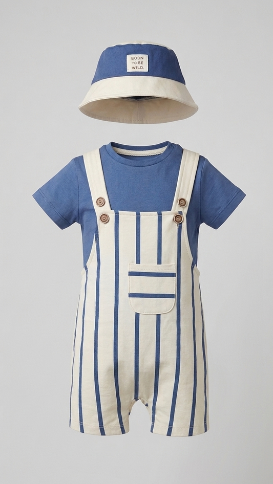 Riviera Stripe Set Organic Cotton French Terry  – Ocean