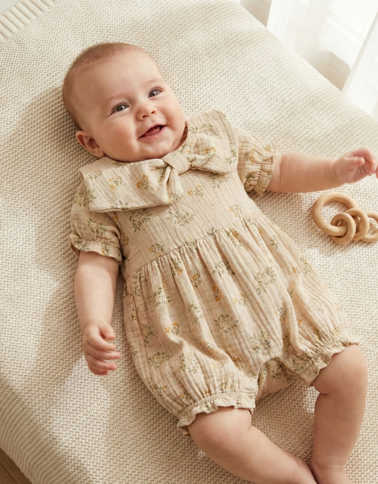 Stone Oat Blossom Romper