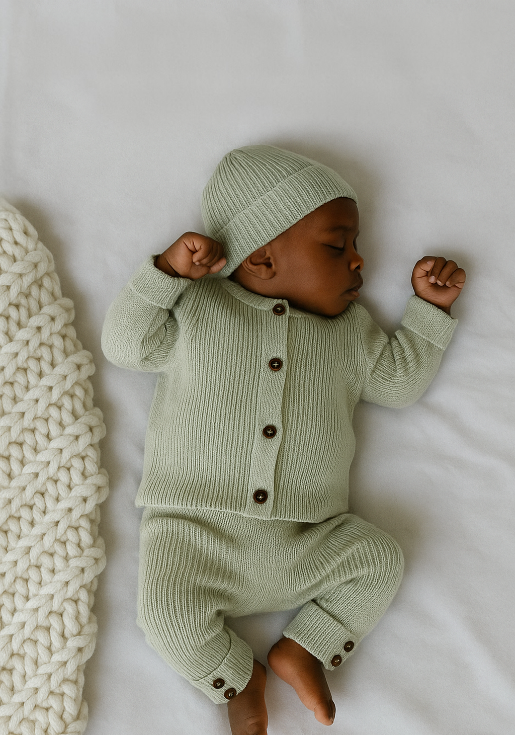 Matcha Green Organic Knitwear Trio Set