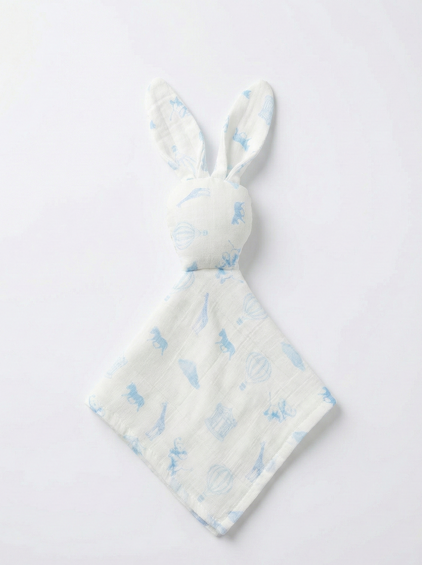 Hotair Balloon & Friends Blue Bunny Muslin Comforter – Organic Cotton