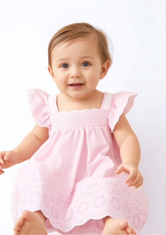 The Blossom Dress.            Broderie Anglaise Dress – Organic Cotton