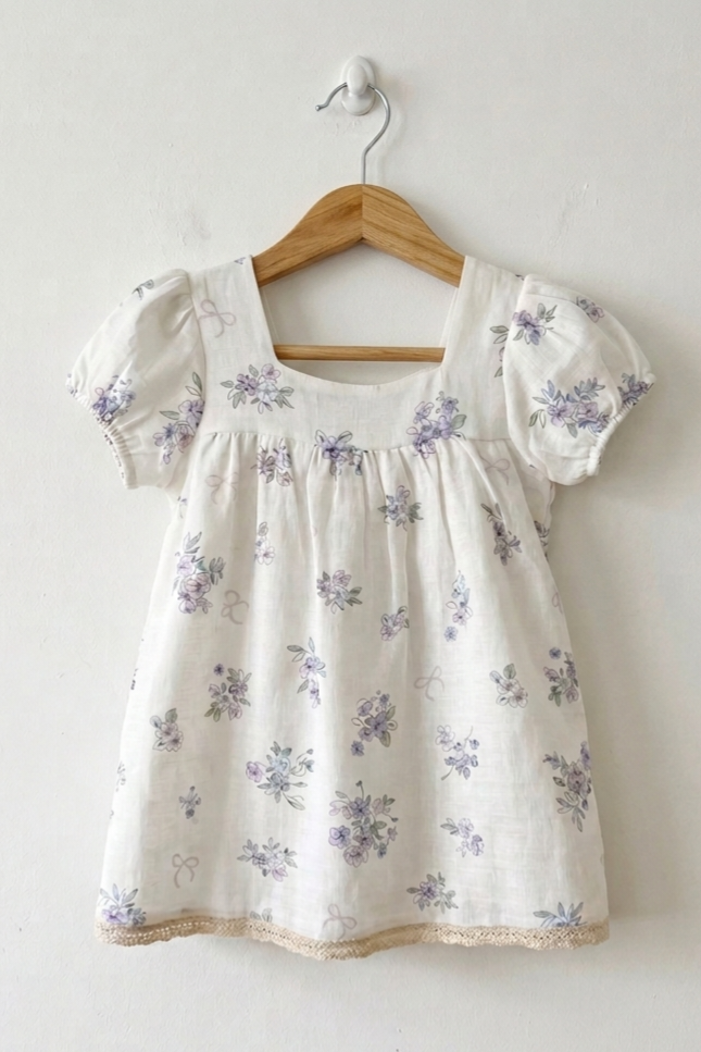 Lavender Meadow Organic Muslin Girls Dress