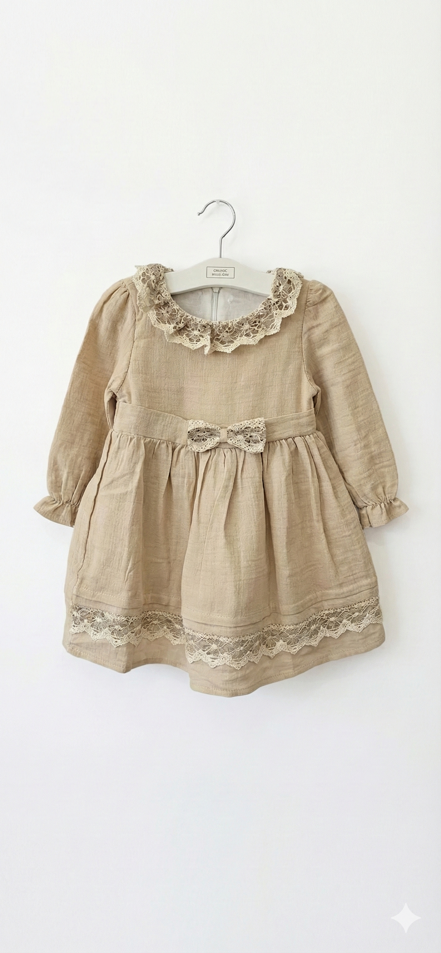 Lace Trim Muslin Dress  Natural Oat