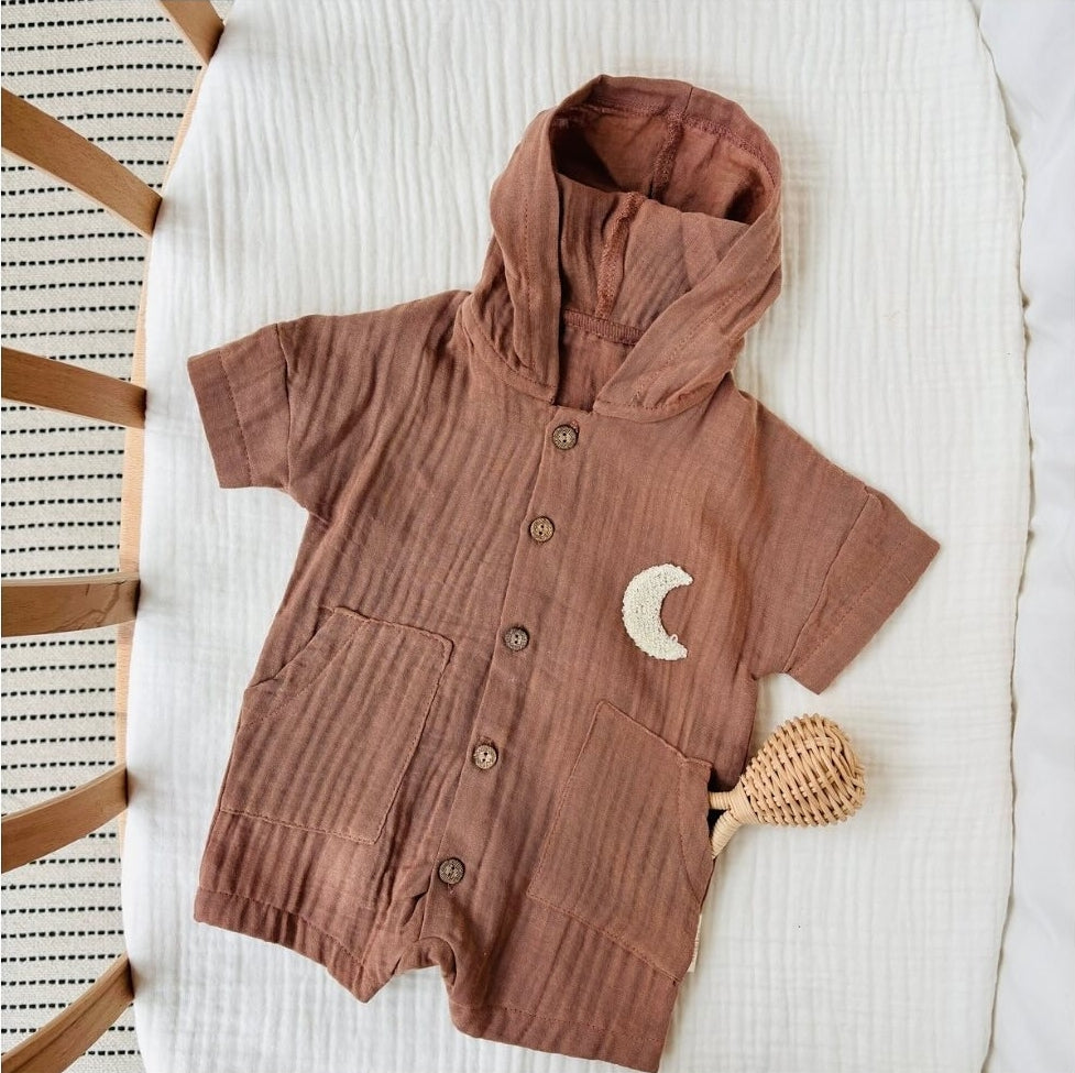 Lunar Moon Organic Muslin Hooded Romper