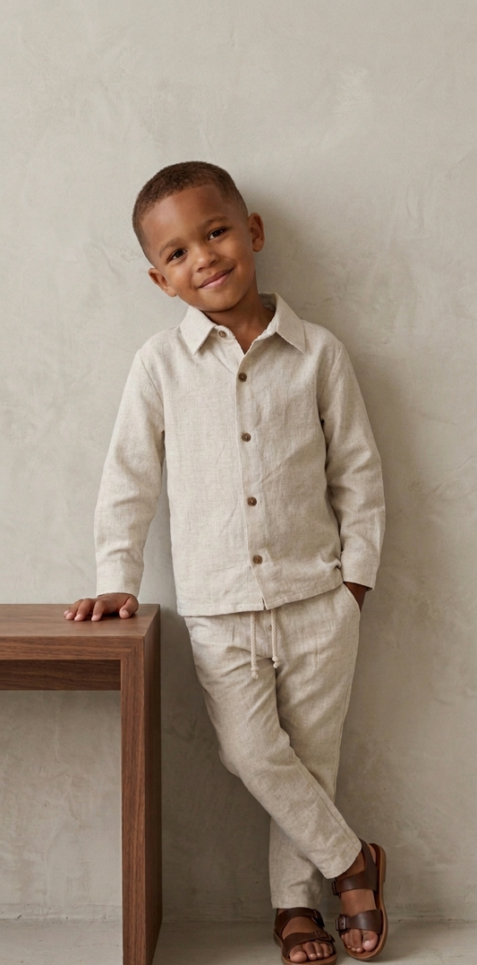 Natural Linen Shirt & Trouser Set