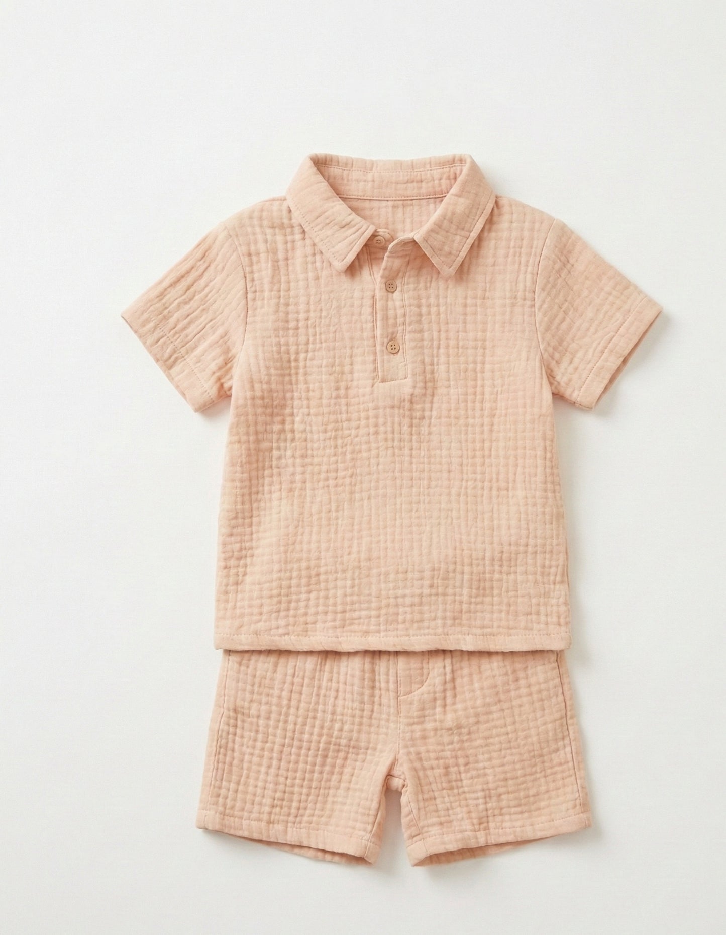 Organic Muslin Cotton Off White Polo & Shorts Set (2-6 Years)