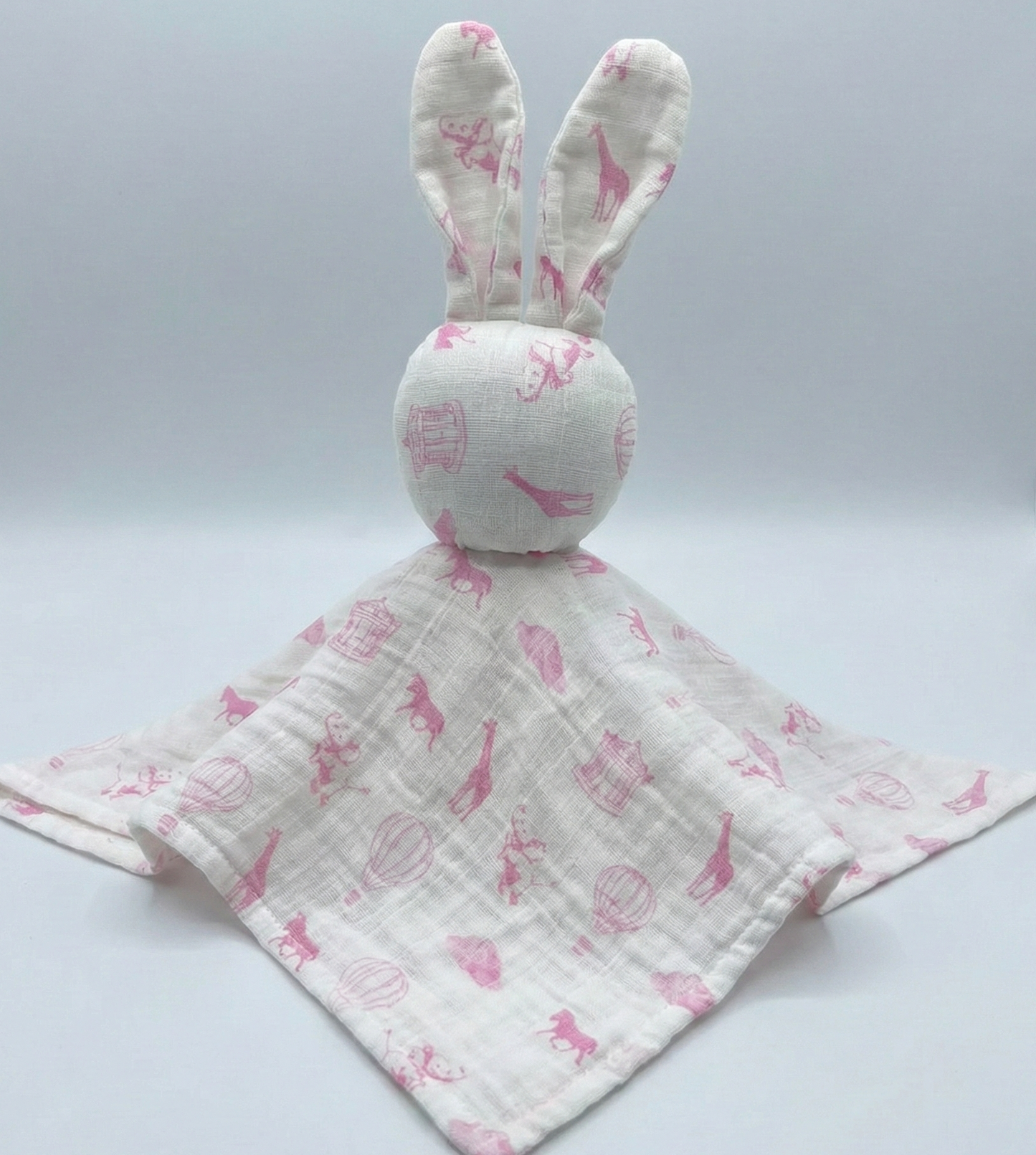 Hotair Balloon & Friends Pink Bunny Muslin Comforter – Organic Cotton