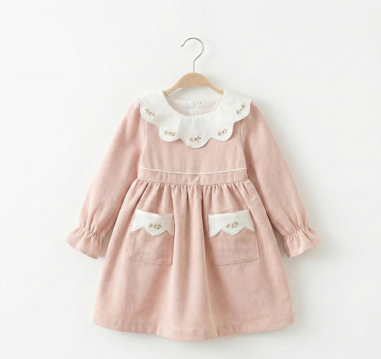 Scalloped Collar Organic Cotton Dress - Blush | Ages 2-5 Years