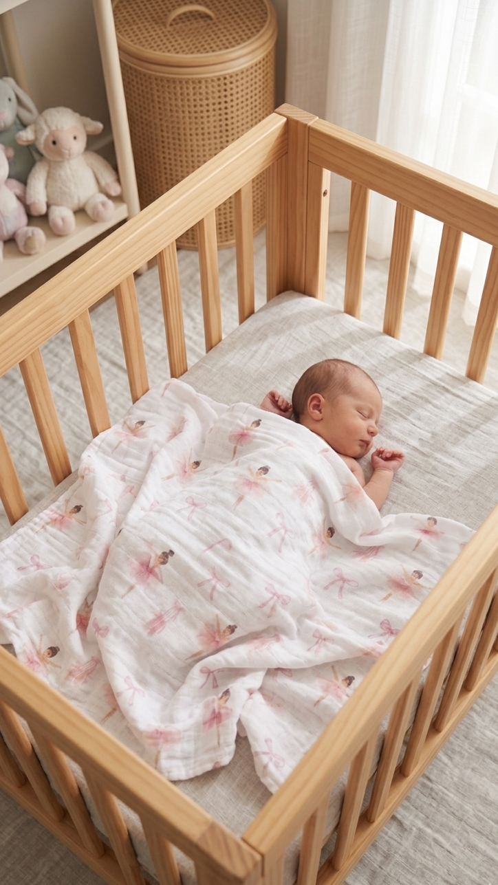 Ballerina Extra Large Organic Muslin Blanket – GOTS Certified (90x110cm)
