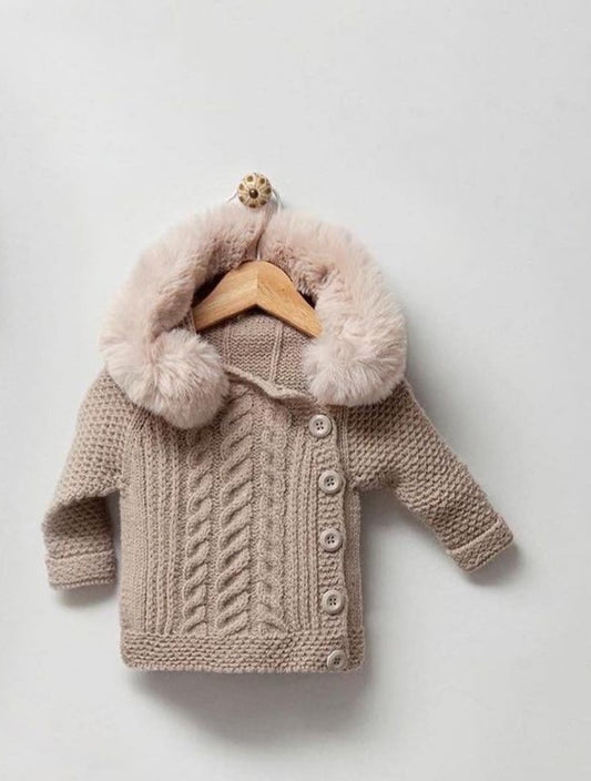 Fur Chunky Knit Baby Jacket