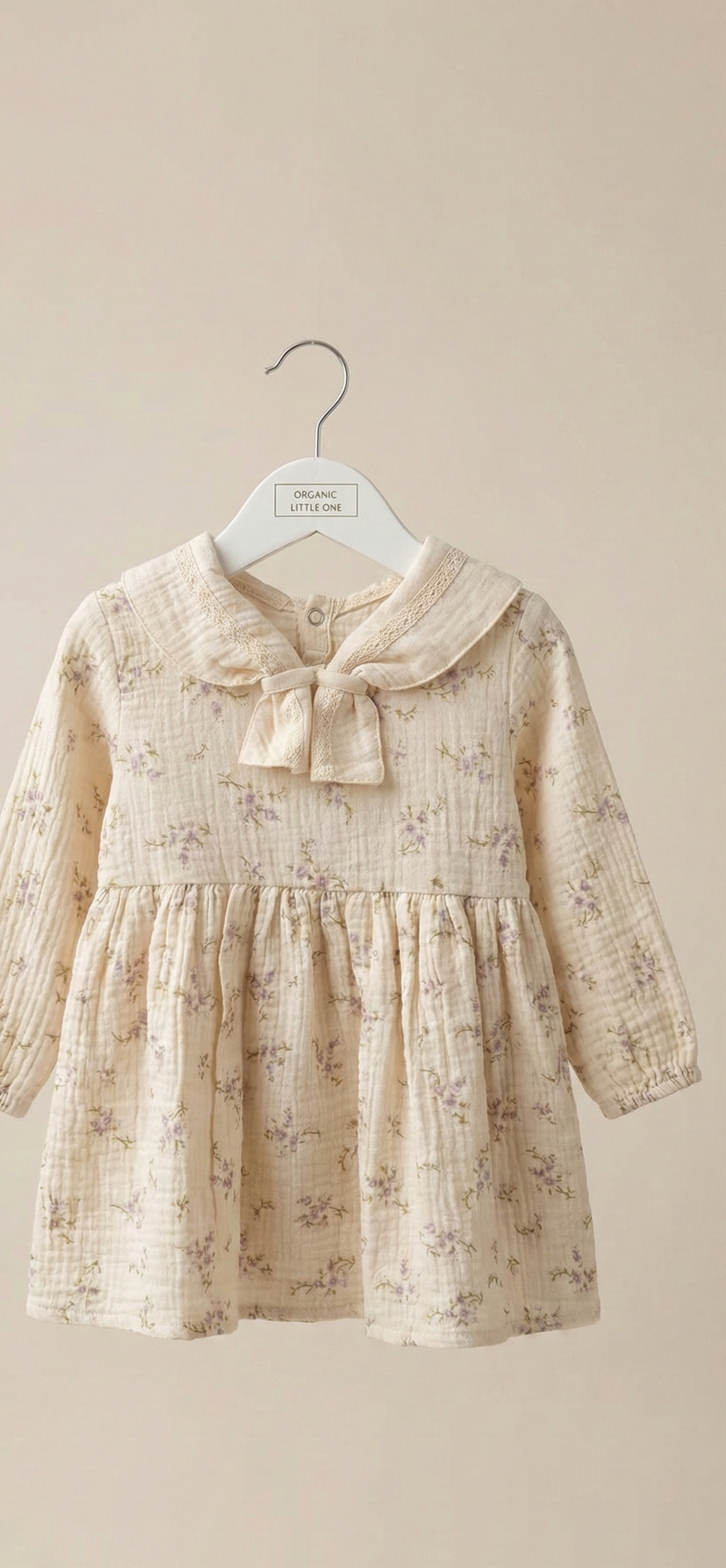 Organic Cotton Muslin Baby Girl Dress - Soft Lavender Floral