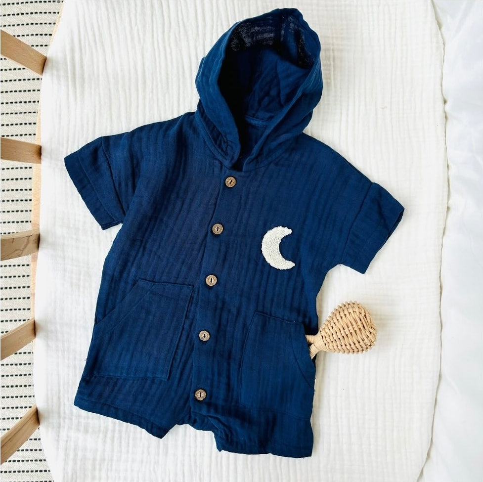 Lunar Moon Organic Muslin Hooded Romper