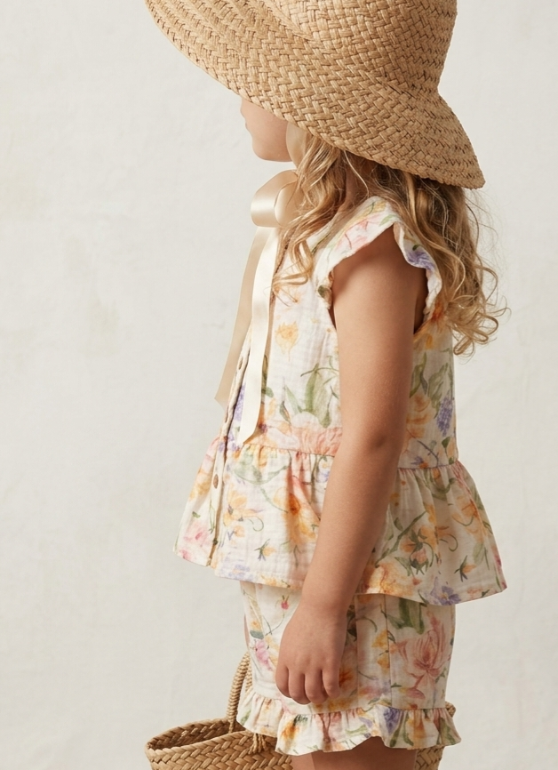 English Garden Organic Muslin Frill Short Set