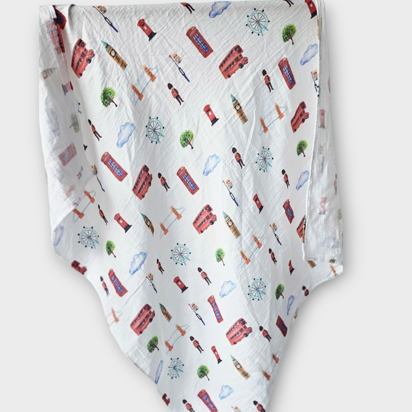London Print Organic Muslin Baby Blanket 90X110cm