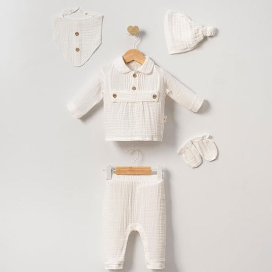 Newborn Muslin Cotton Complete Set – 5-Piece Essentials