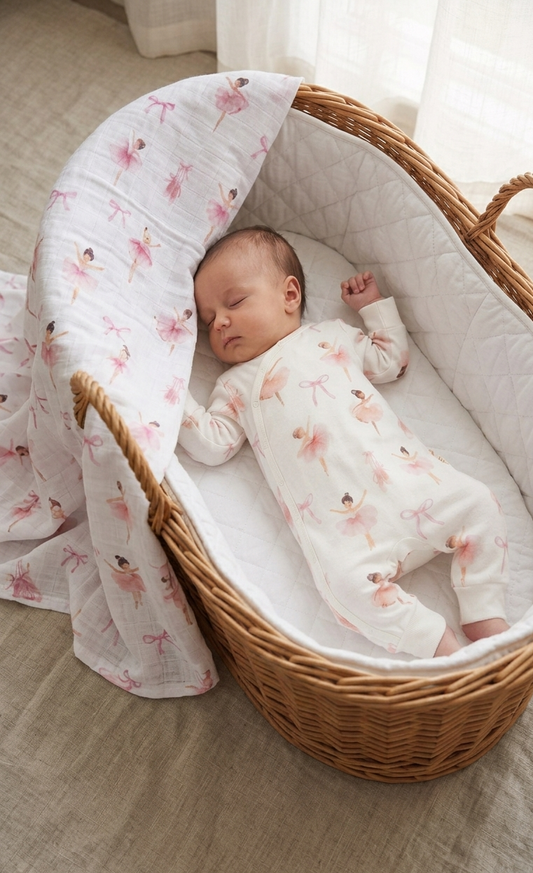 Ballerina Extra Large Organic Muslin Blanket – GOTS Certified (90x110cm)