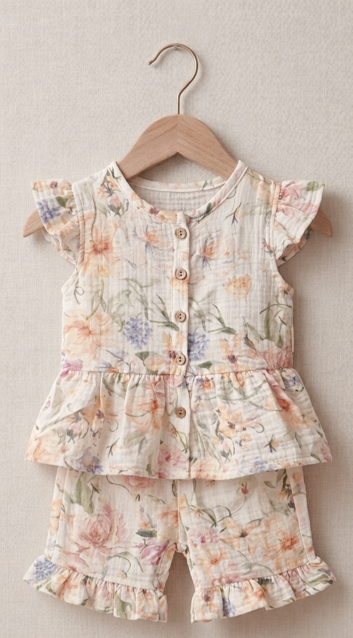 English Garden Organic Muslin Frill Short Set