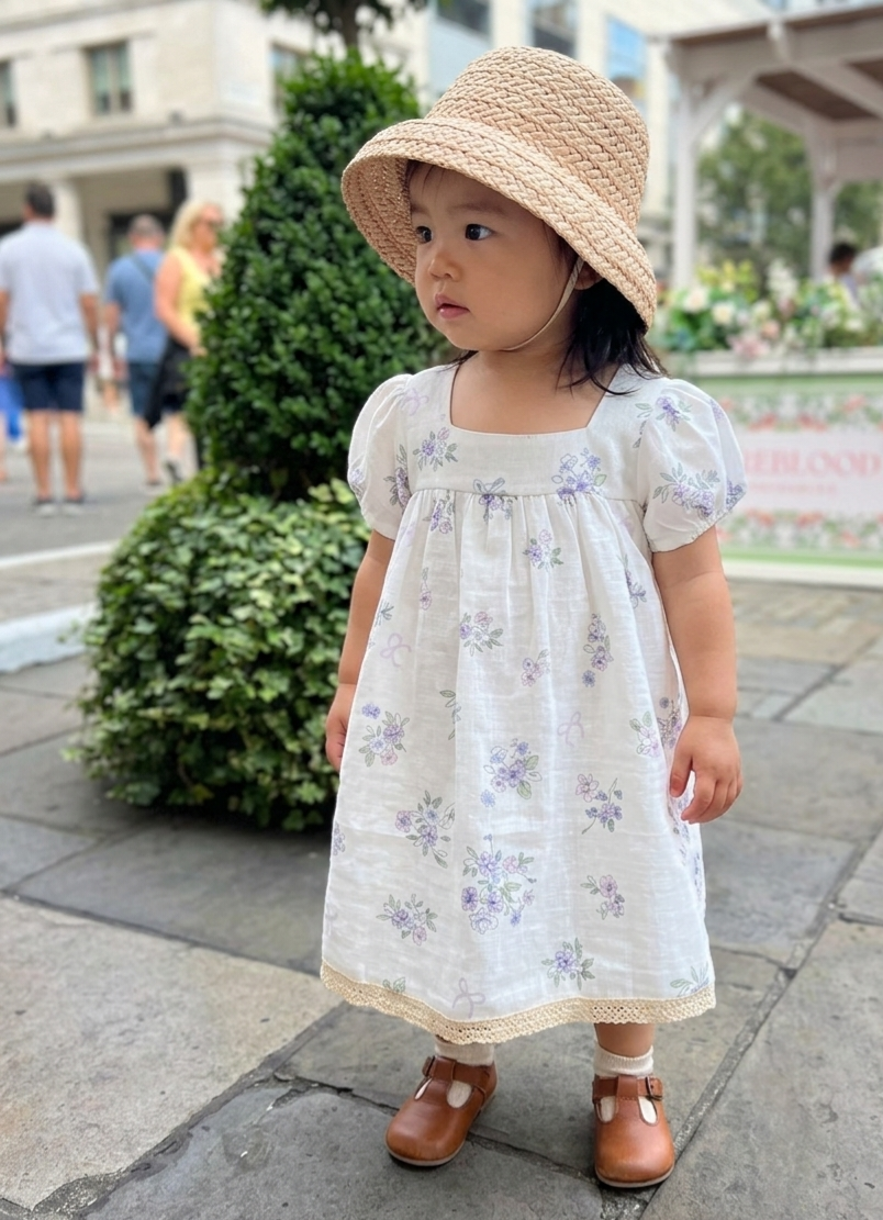 Lavender Meadow Organic Muslin Girls Dress
