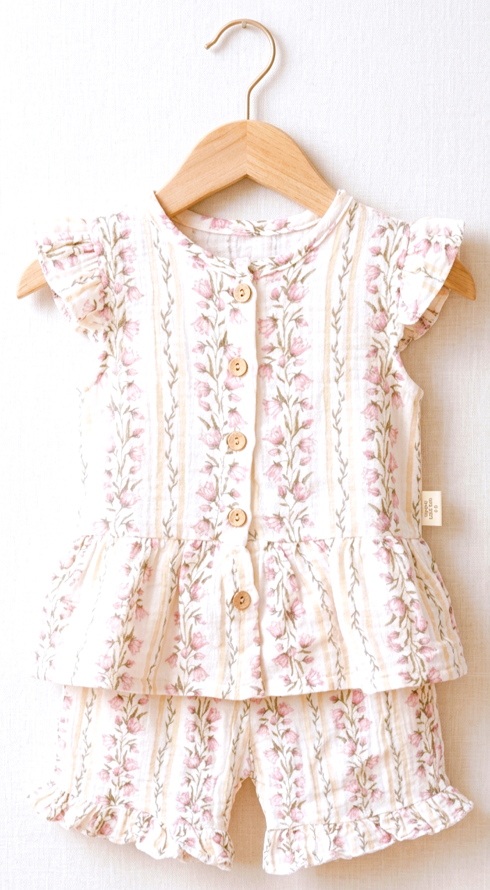 Wildflower Organic Muslin Frill Short Set