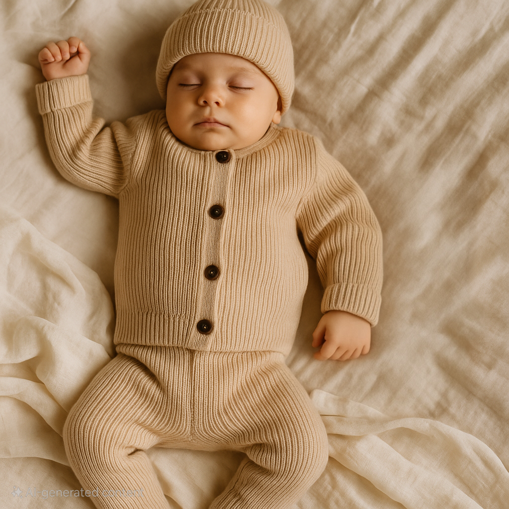 Organic Cotton Knit Set - Beige