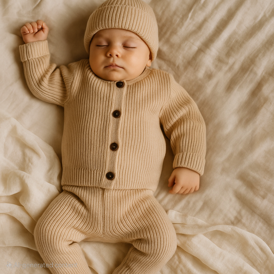 Organic Cotton Knit Set - Beige