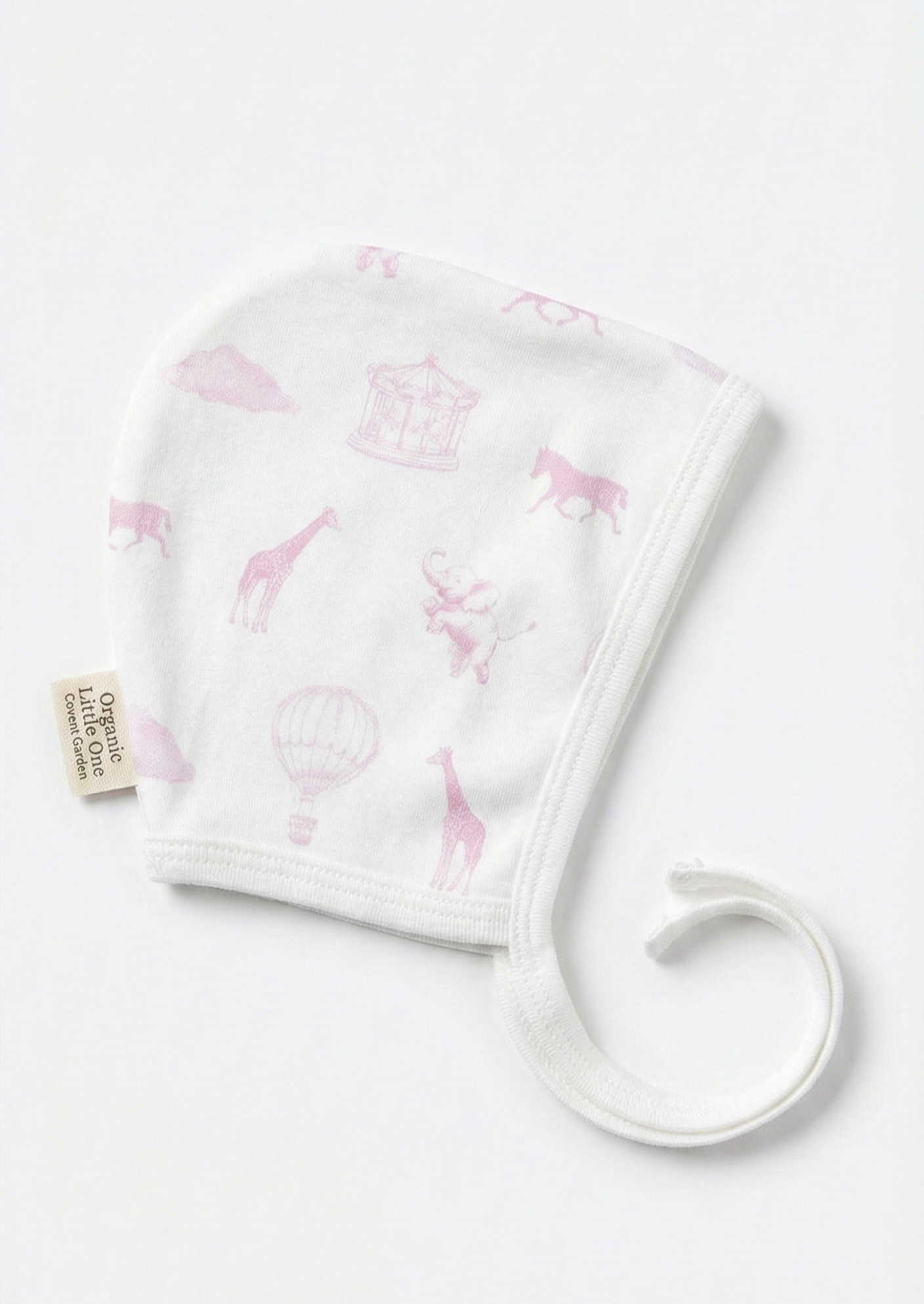 Adjustable Pink Hotair Balloon Baby Bonnet | Soft Breathable Cotton | One Size (Fits 0–9 Months)