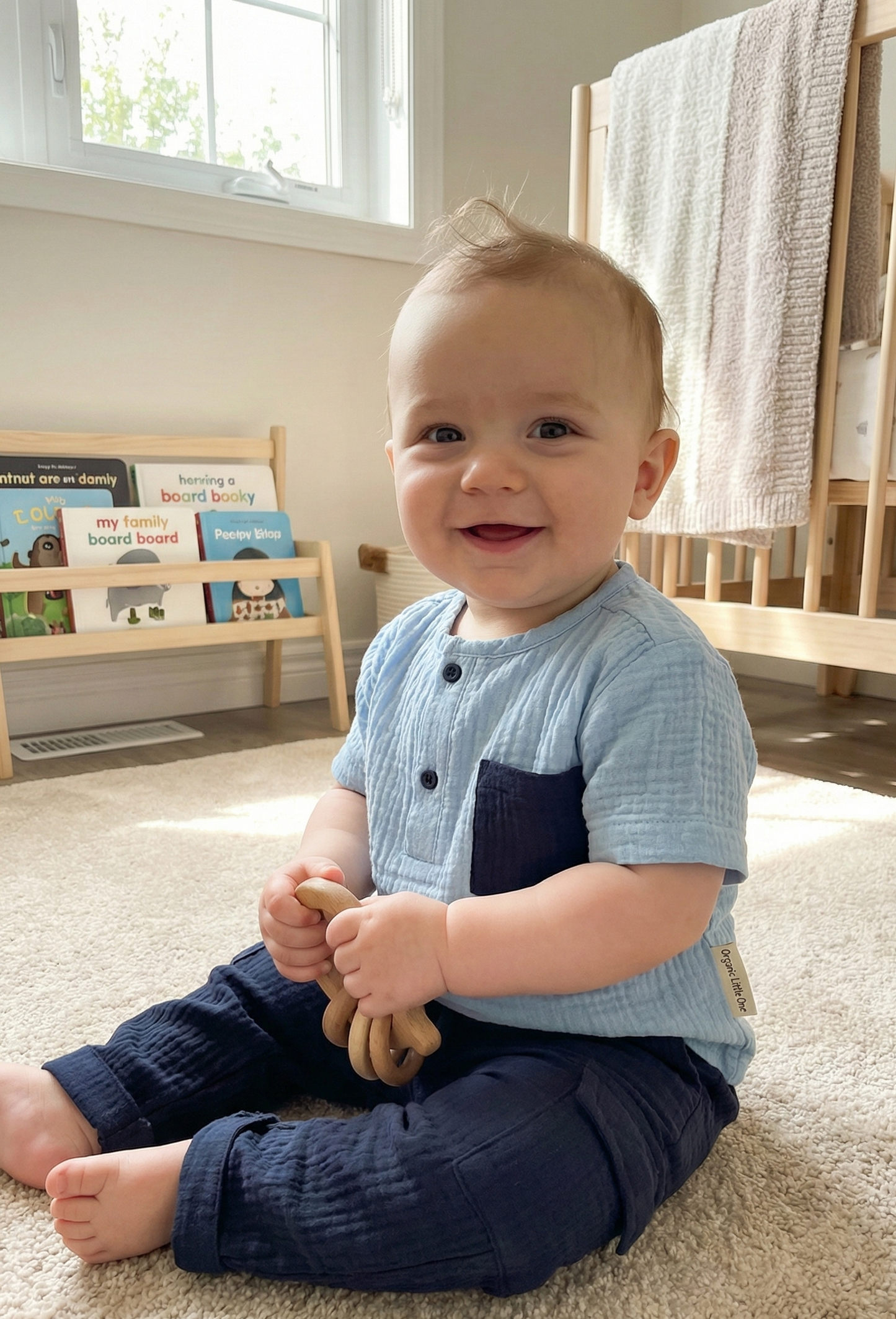 Organic Muslin Cotton 2-Piece Set for Baby Boys (6-24months)