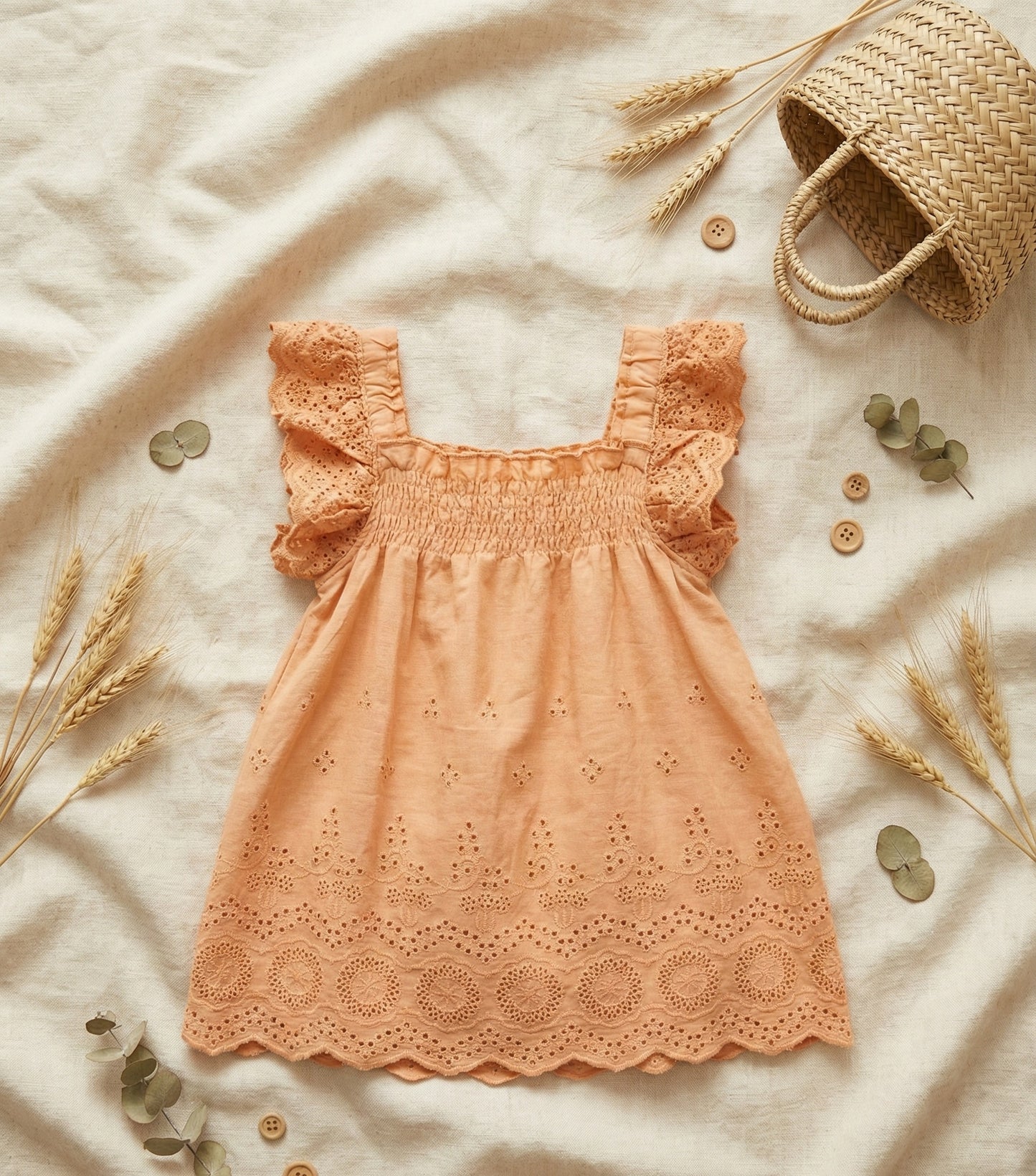 Emily Broderie Anglaise Dress – coral