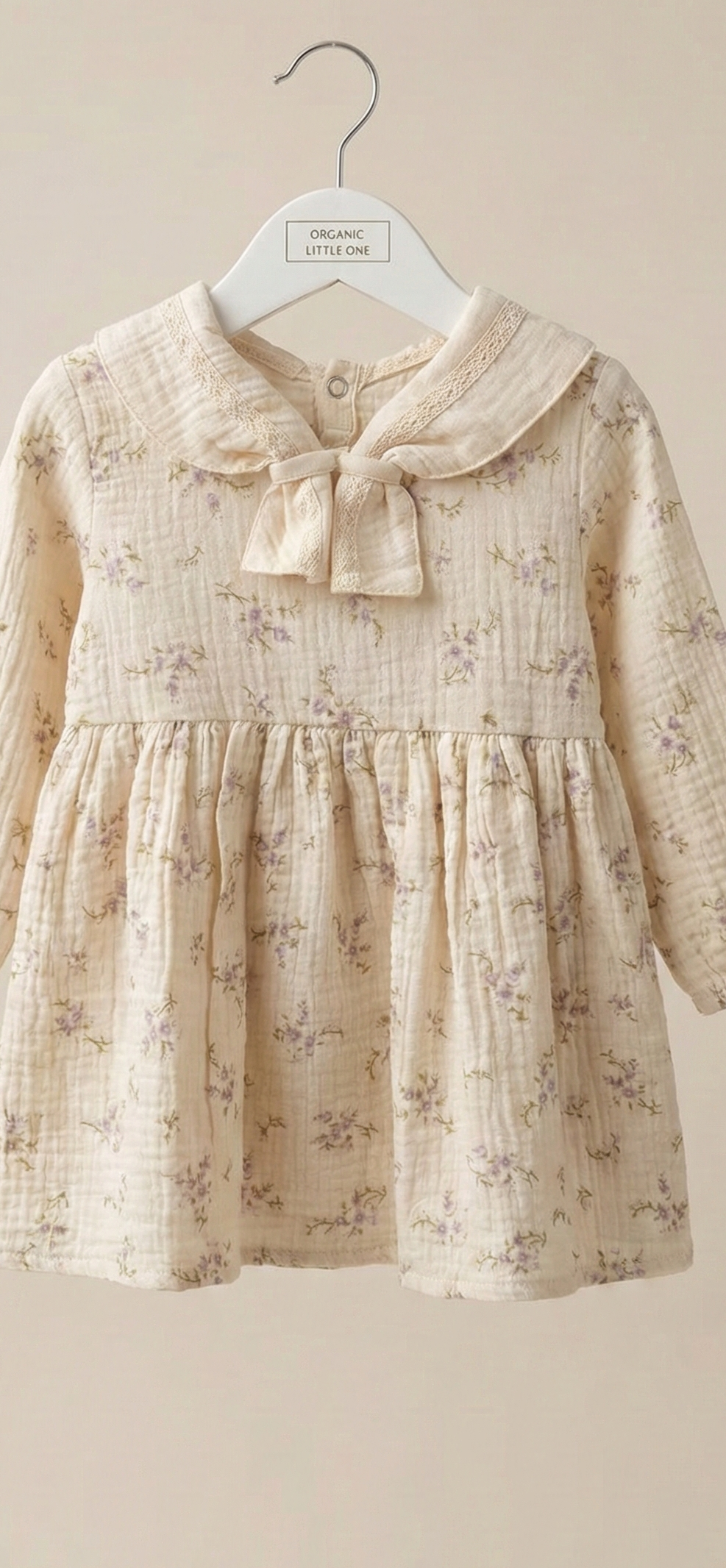 Organic Cotton Muslin Baby Girl Dress - Soft Lavender Floral
